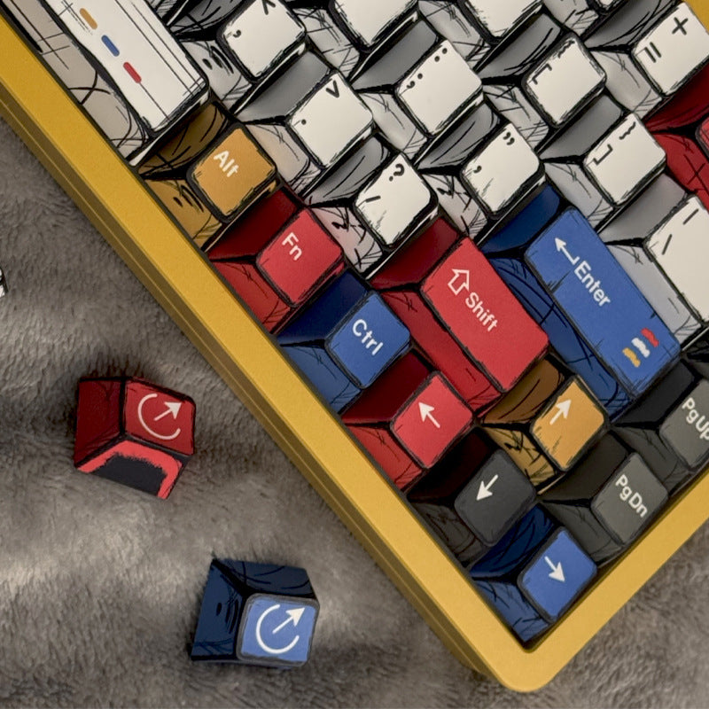 Gundam Comic Hundred Mixed Lamp Key Cap Original Height 136 Key Full Set Classic Simple Mechanical Keyboard Key Cap Key Meow