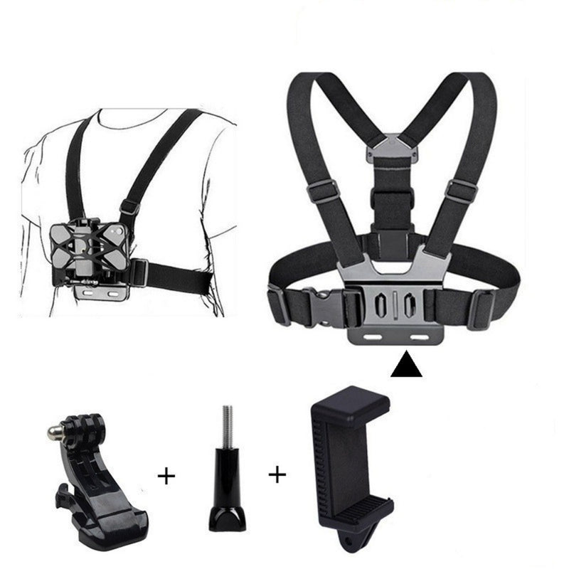 Head-mounted mobile phone fixed bracket riding first-person perspective shooting bracket sports camera motorcycle riding chest strap