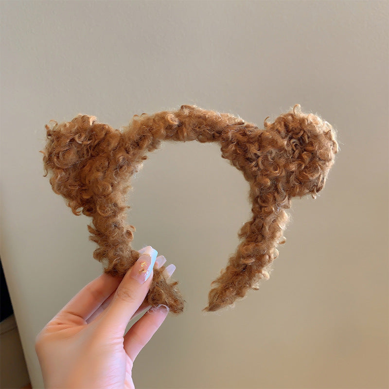 Bow cat ears plush headband face washing hair pressing non-slip headband sweet cute hair bundle children hairpin headdress