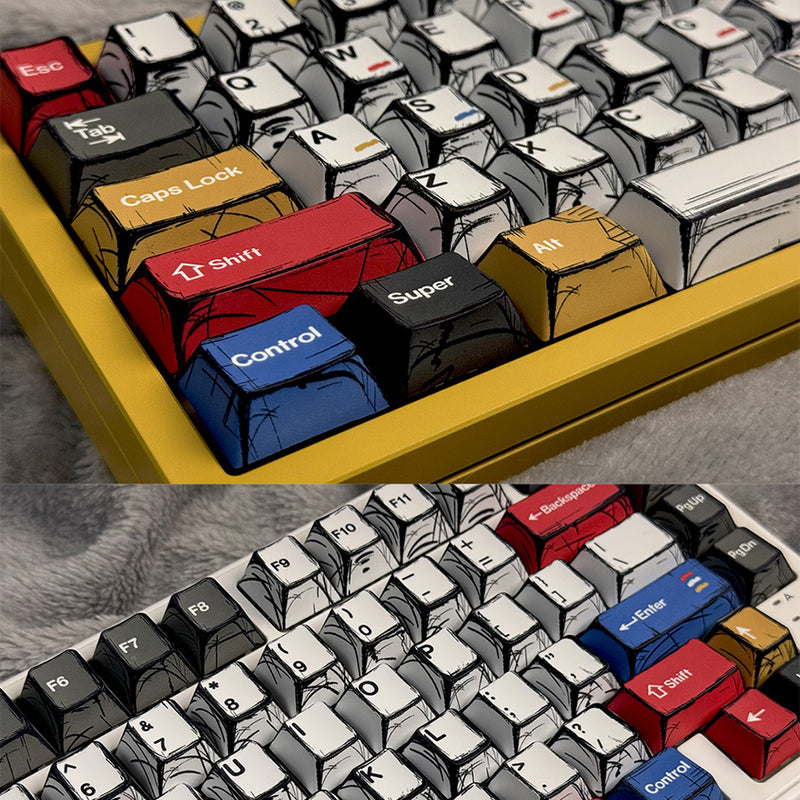 Gundam Comic Hundred Mixed Lamp Key Cap Original Height 136 Key Full Set Classic Simple Mechanical Keyboard Key Cap Key Meow