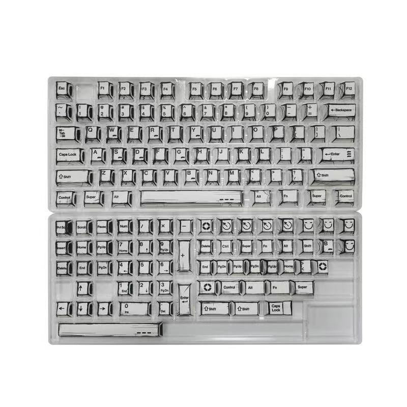 Gundam Comic Hundred Mixed Lamp Key Cap Original Height 136 Key Full Set Classic Simple Mechanical Keyboard Key Cap Key Meow