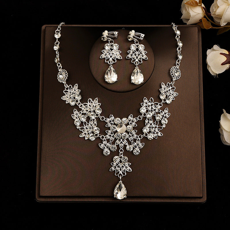 Bridal headdress suit hair accessories crown headband earrings wedding Korean wedding necklace jewelry wedding accessories wholesale