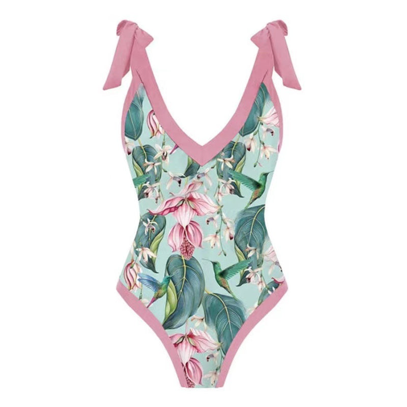 bikini Lace-Up Swimsuit Long Dress Chiffon bikini Southeast Asia Mesh Sexy One-Piece Swimsuit Women European and American