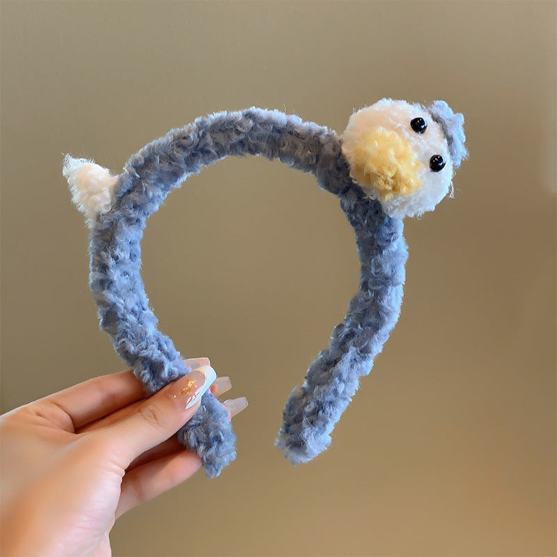Bow cat ears plush headband face washing hair pressing non-slip headband sweet cute hair bundle children hairpin headdress