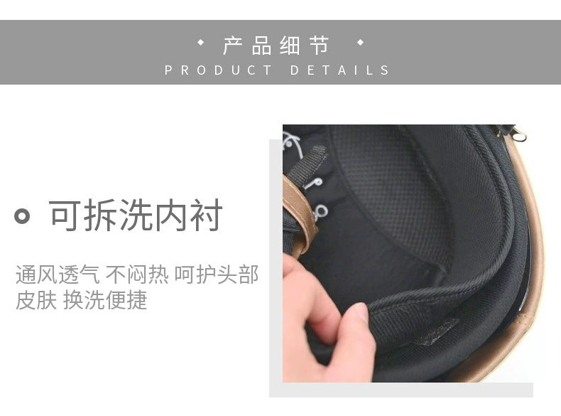 Cross-border Export Retro Personalized Helmet Lens with Label Motorcycle Half Helmet Scooter Cruise Leather Helmet Prince Helmet