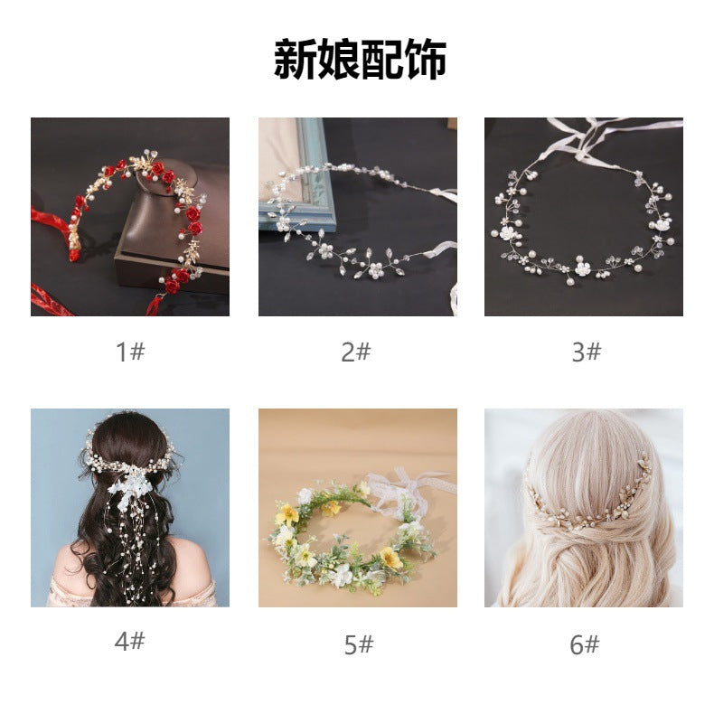 Crown Headwear Bride Fairy Hair Accessories Crown Women's Birthday Performance Headband Princess Wedding Dress Accessories Cross Border
