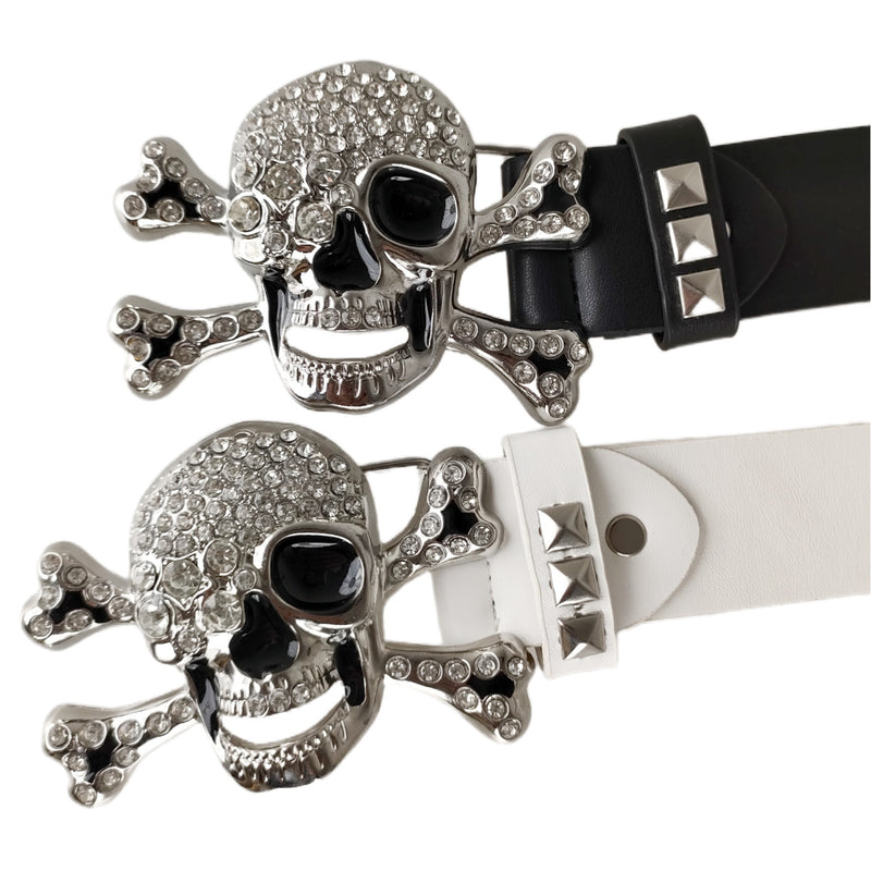 Big Skull Hip Hop Alloy Rivet Square Beads Pyramid Distinctive Belt Women's All-match Decorative High-grade Sense Belt