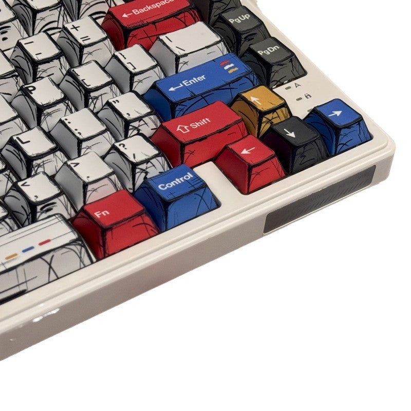 Gundam Comic Hundred Mixed Lamp Key Cap Original Height 136 Key Full Set Classic Simple Mechanical Keyboard Key Cap Key Meow