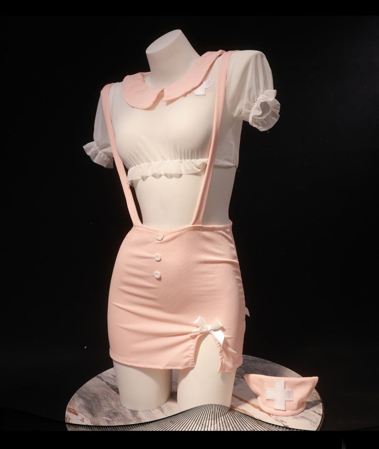 Cosplay High-End Lingerie Nurse Uniform Short Skirt Flirting Plus-Size Nightclub Female Host Outfit Pure Desire Style Set