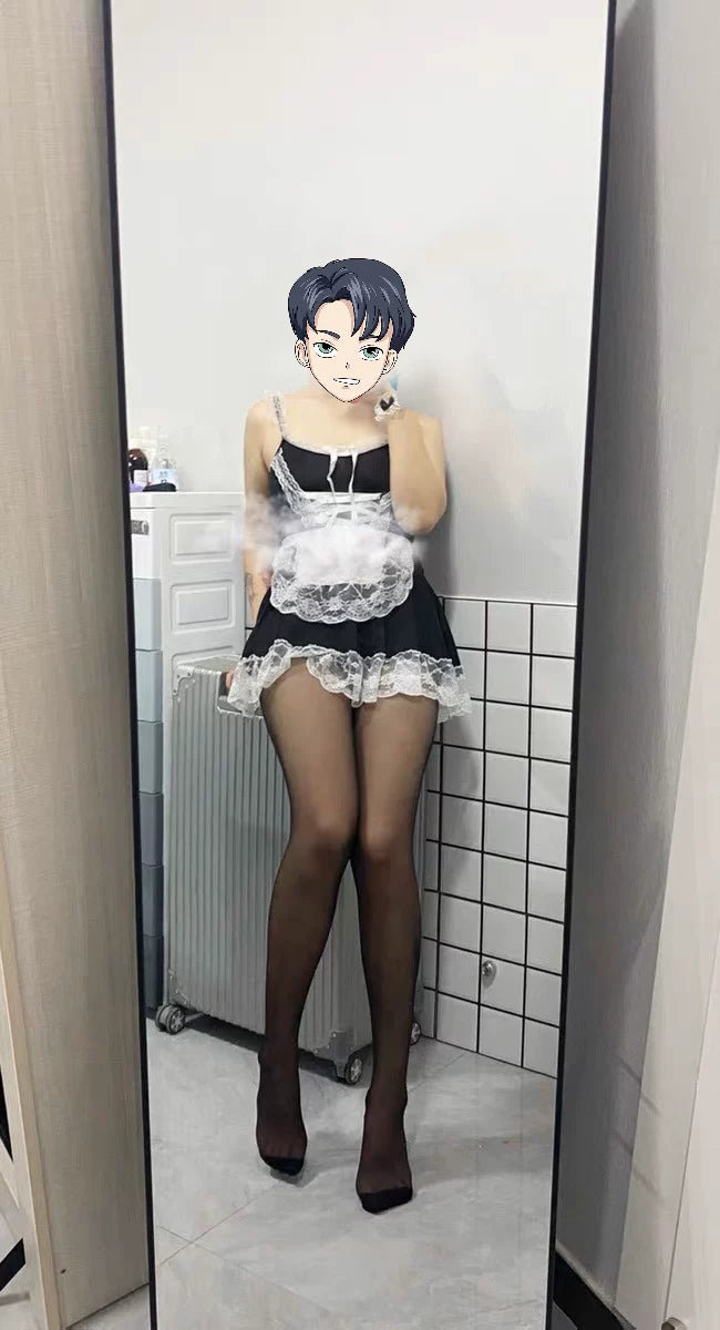 Japanese-Style Male Maid Outfit, Sexy and Pure Desire Cosplay Apron, Cross-Dressing, Transvestite Female Clothing, Boss Outfit, Maid-Themed, Erotic