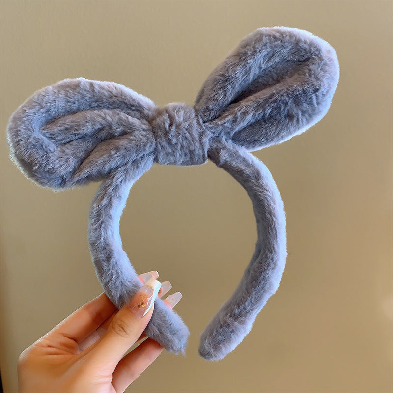 Bow cat ears plush headband face washing hair pressing non-slip headband sweet cute hair bundle children hairpin headdress