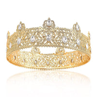 Men's golden king crown headdress adult birthday crown stage opera performance unisex round crown wholesale