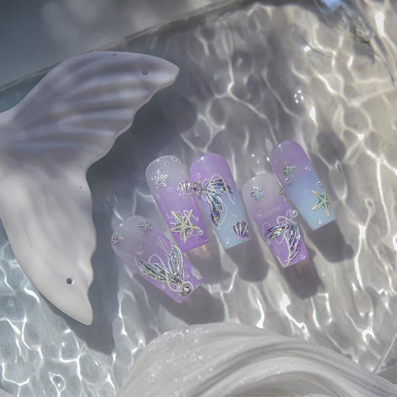 Shell Light Jellyfish Seahorse Nail Art Sticker Embossed New 5D Stereo 3D Dream Shell Ocean Nail Sticker