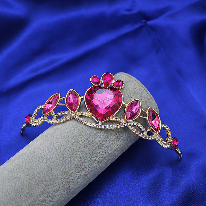 Korean Children's Crown Headwear Cute Princess Girls Children's Hair Band Crystal Elsa Children's Birthday Crown Fairy