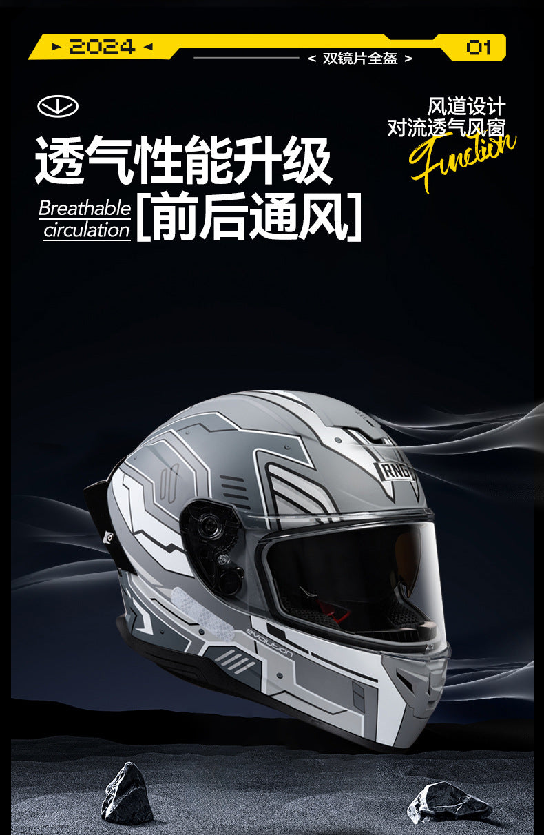 New National Standard 3C/Dot Certified Motorcycle Helmet Dual Lens with Bluetooth Headset Glasses Slot Full Face Motorcycle Helmet