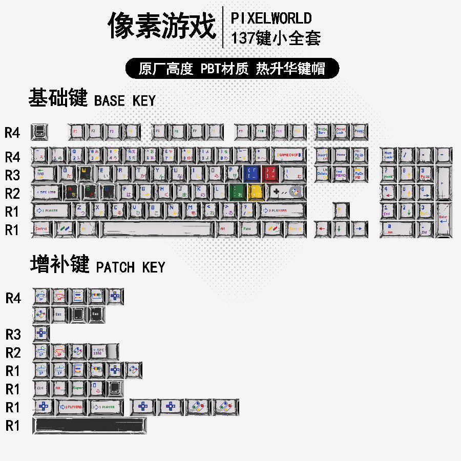 Gundam Comic Hundred Mixed Lamp Key Cap Original Height 136 Key Full Set Classic Simple Mechanical Keyboard Key Cap Key Meow