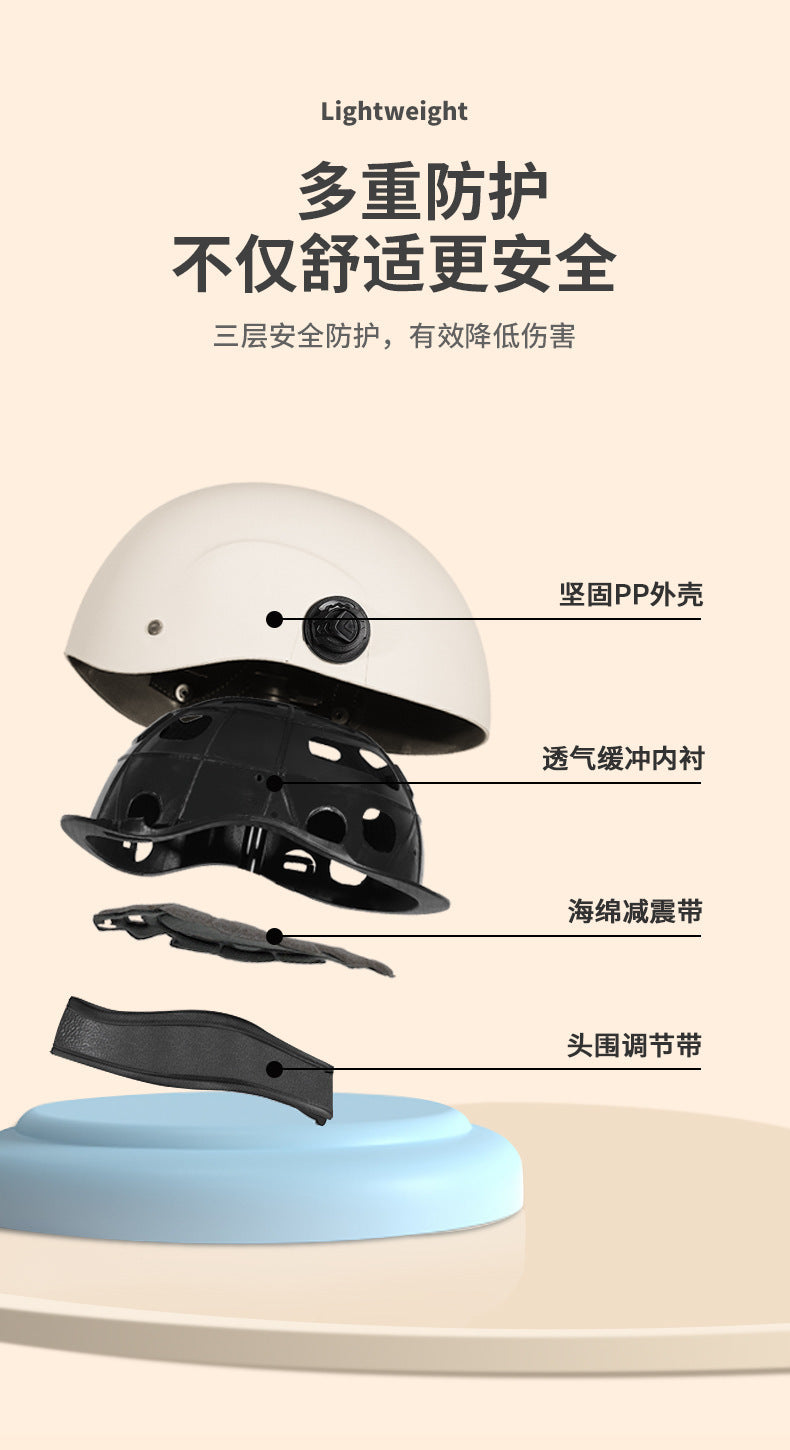 3C certification electric car helmet unisex windproof half helmet summer sun protection portable battery car safety helmet