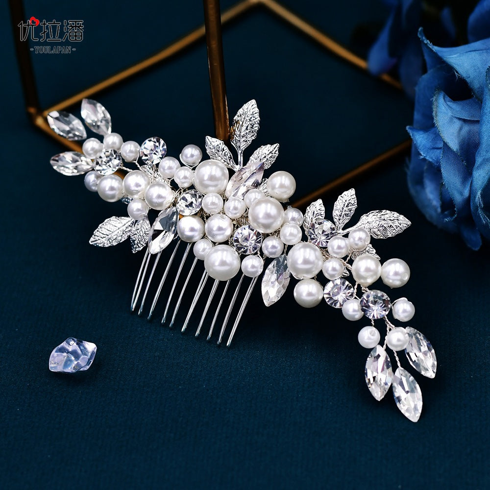 Youlapan Hp596 European and American Fashion Bridal Hair Comb Hand-Beaded Alloy Leaf Hair Accessories Hair Styling Accessories