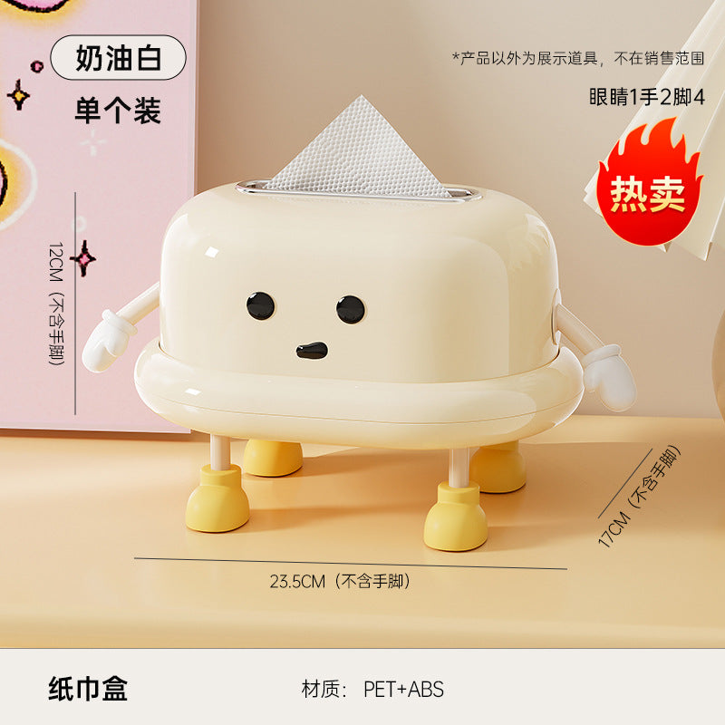 Creative Tissue Box Household Multifunctional Earphone Rack Large Capacity Built-in Spring Easter Island Moai Stone Tissue Box