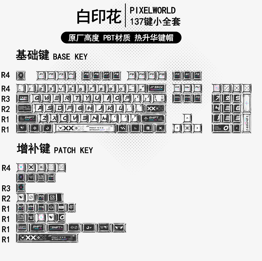 Gundam Comic Hundred Mixed Lamp Key Cap Original Height 136 Key Full Set Classic Simple Mechanical Keyboard Key Cap Key Meow
