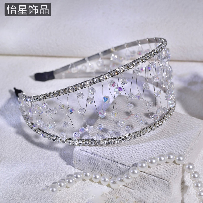 Yixing personalized all-match out headband light luxury high-grade woven mesh headdress shiny crystal wide-brimmed hair accessories A124