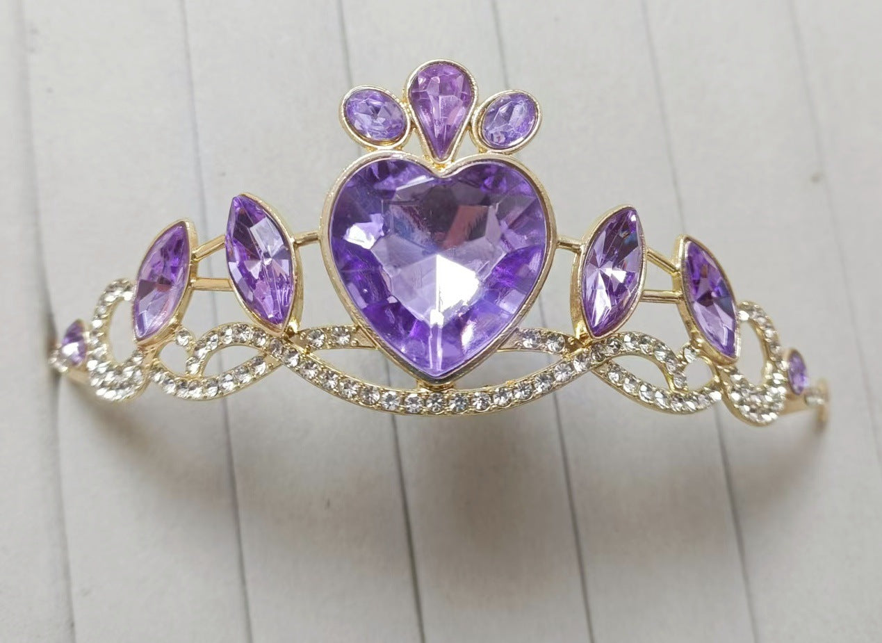 Korean Children's Crown Headwear Cute Princess Girls Children's Hair Band Crystal Elsa Children's Birthday Crown Fairy