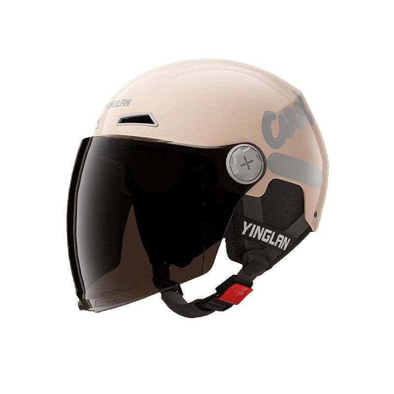 Camp cable helmet female electric car 3c new national standard four seasons universal battery car motorcycle male retro helmet half winter