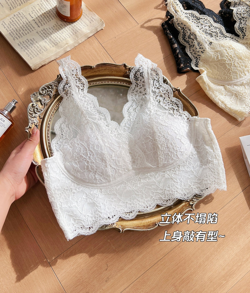 Hua Jia Long Xin Same Style French Lace Underwear Women's Small Chest Push-up Traceless Sexy Inner Stacked Bra