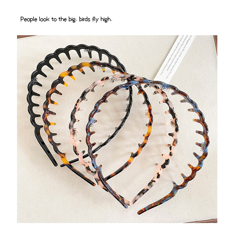 High Cranial Top Non-slip Toothed Headband Women's 2024 New Out-of-the-way Press Hair Clamp Wide-brimmed Hair Finishing Wash Face Headband