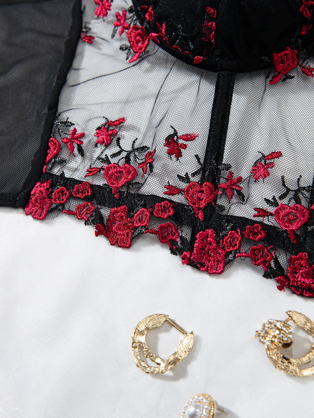 Cross-border Explosions Embroidered Floral Small Sling Fishbone Three-breasted Adjustable Corset Jacket INS Style