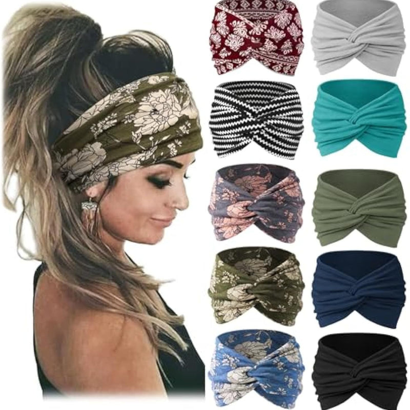 Bohemian Yoga Sports Headband Women's Elastic Non-Slip Wide Headband Exercise Running Sweat-Absorbent Women's European and American Headband