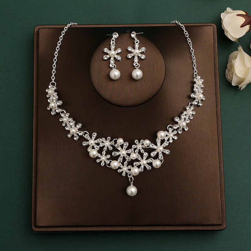 Bridal headdress suit hair accessories crown headband earrings wedding Korean wedding necklace jewelry wedding accessories wholesale