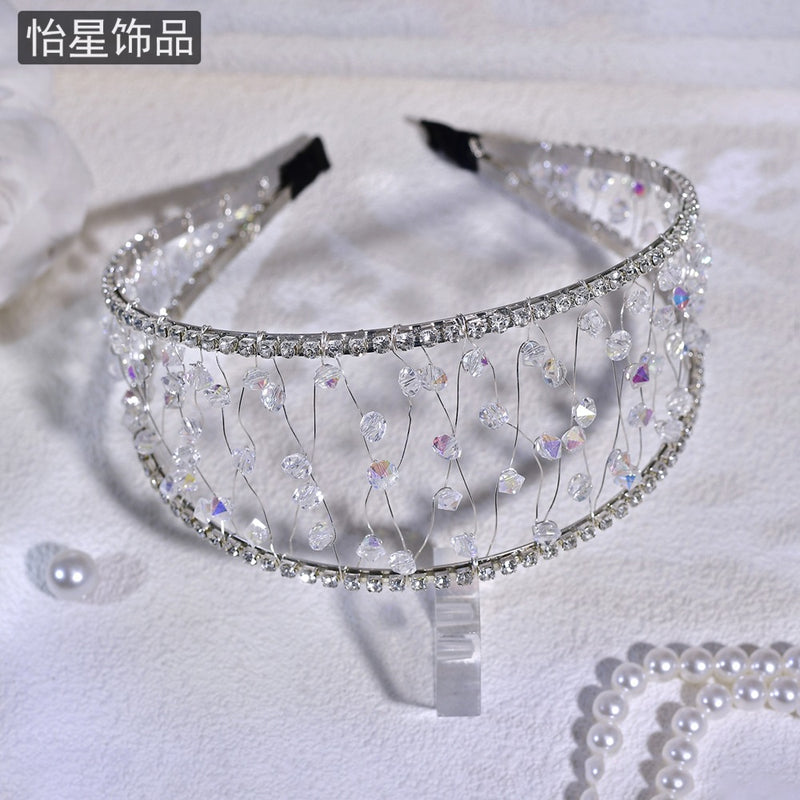 Yixing personalized all-match out headband light luxury high-grade woven mesh headdress shiny crystal wide-brimmed hair accessories A124