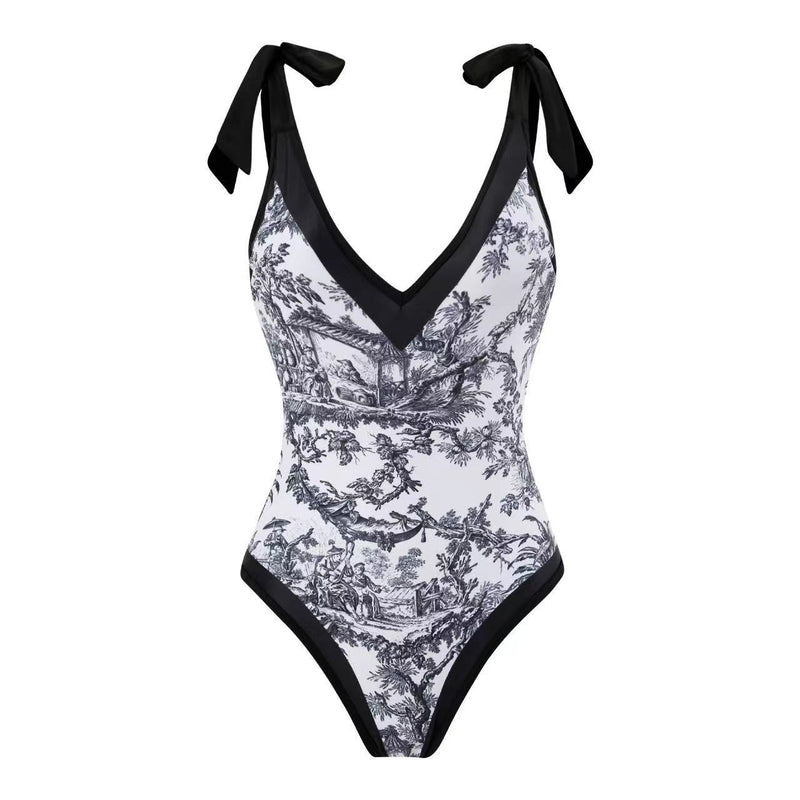 bikini Lace-Up Swimsuit Long Dress Chiffon bikini Southeast Asia Mesh Sexy One-Piece Swimsuit Women European and American
