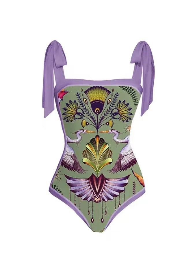 bikini Lace-Up Swimsuit Long Dress Chiffon bikini Southeast Asia Mesh Sexy One-Piece Swimsuit Women European and American