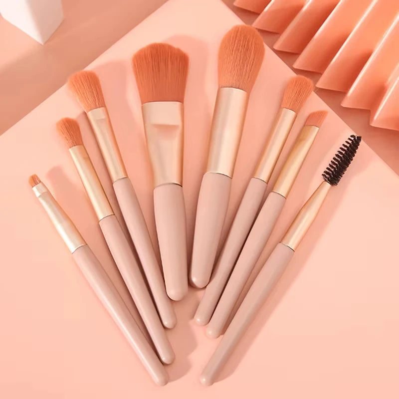 8-Piece Mini Soft and Fluffy Makeup Brush Set, Perfect for Makeup Beginners, Used for Foundation, Blush, and Eyeshadow to Create