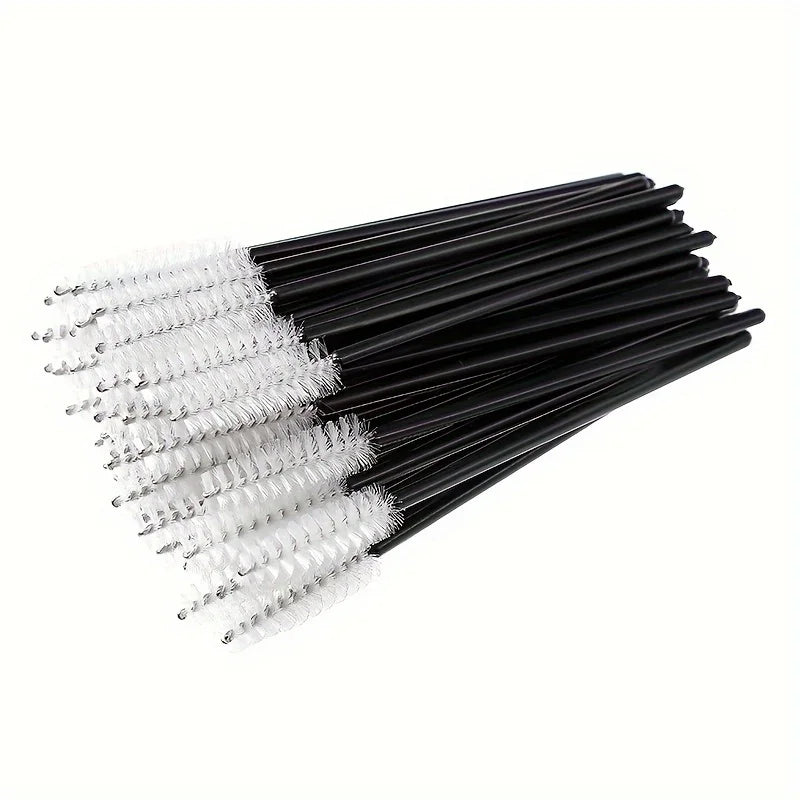 50pcs disposable eyelash brush, grafting eyelash, portable eyelash curler, eyelash comb, colored brush, eyelash full makeup brus