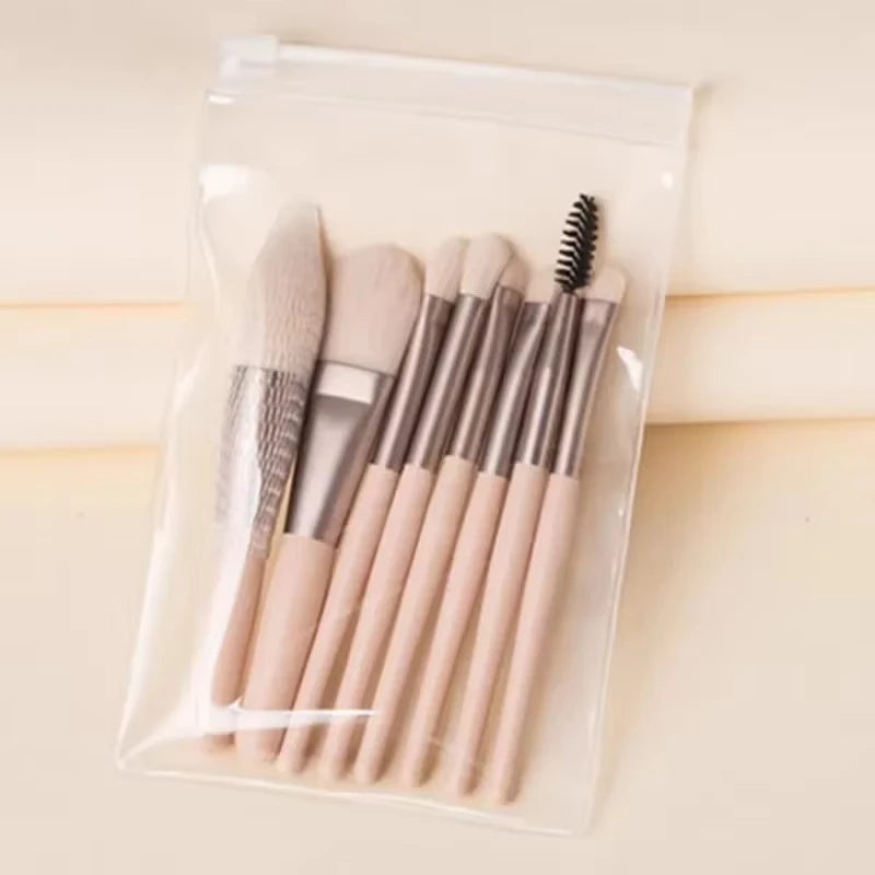 8-Piece Mini Soft and Fluffy Makeup Brush Set, Perfect for Makeup Beginners, Used for Foundation, Blush, and Eyeshadow to Create
