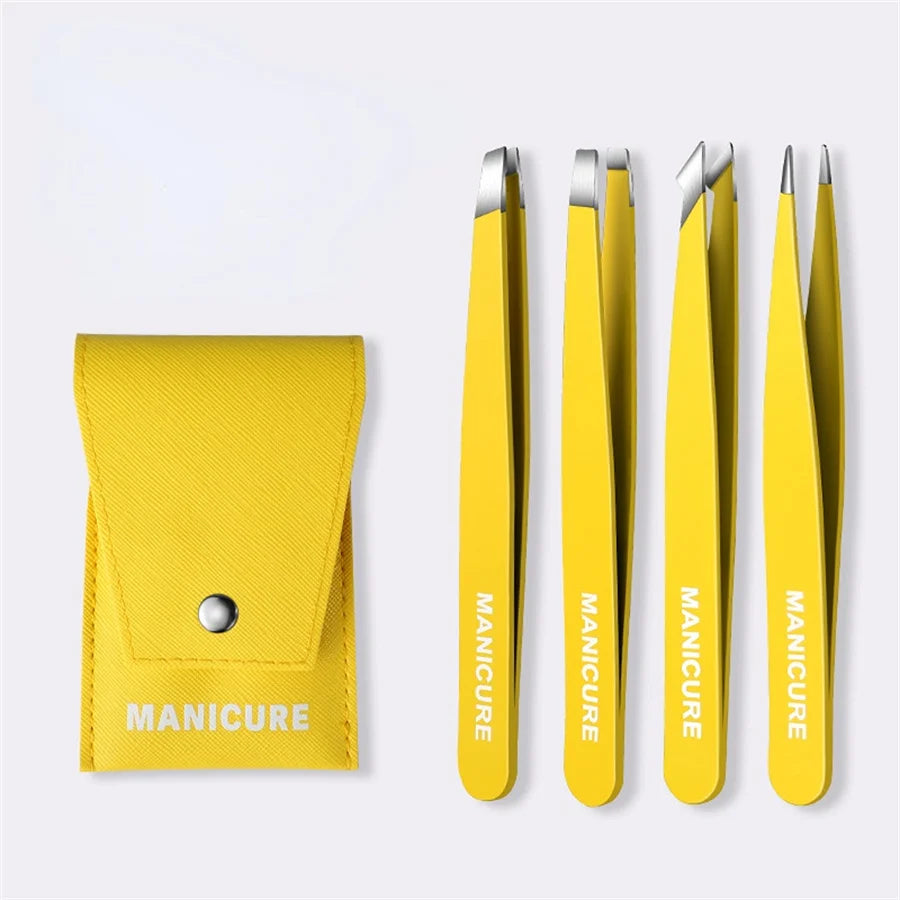 Eyebrow Tweezer Colorful Hair Beauty Fine Hairs Puller Stainless Steel Slanted Eye Brow Clips Removal Makeup Tools