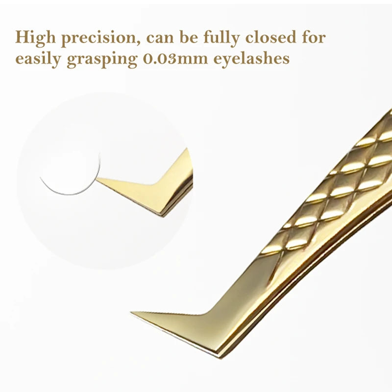 DIYDAY Anti-slip Eyelash Extension Tweezers Stainless Steel Fiber Tip Lashe Tweezer Precision Makeup Tool for Professional Use
