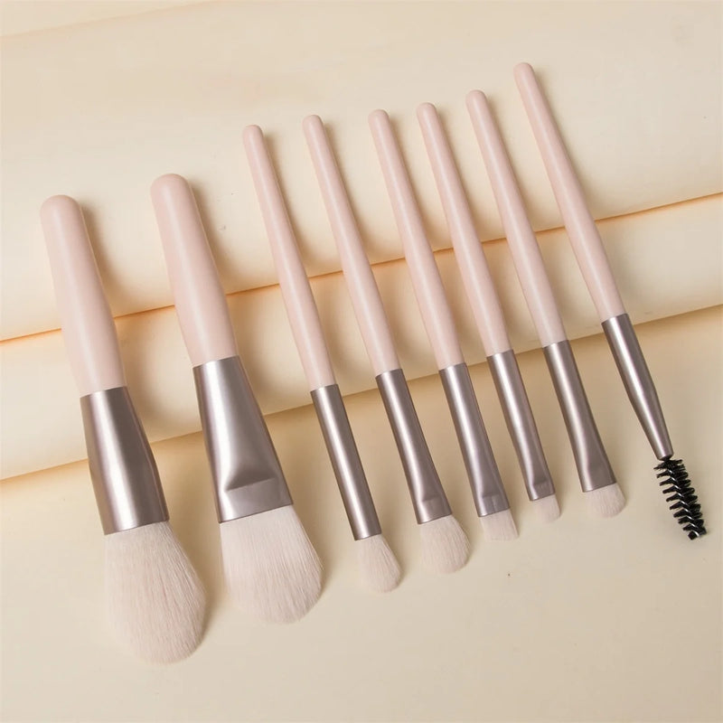 8-Piece Mini Soft and Fluffy Makeup Brush Set, Perfect for Makeup Beginners, Used for Foundation, Blush, and Eyeshadow to Create