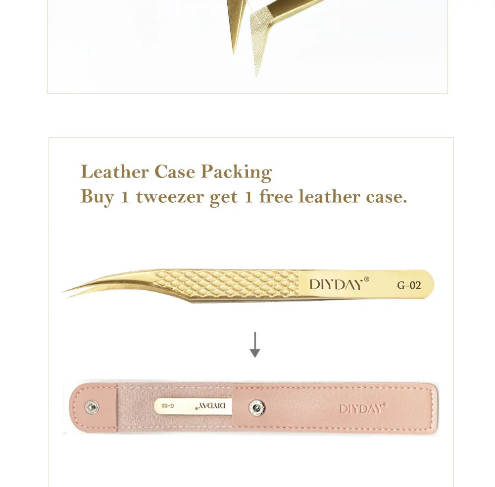 DIYDAY Anti-slip Eyelash Extension Tweezers Stainless Steel Fiber Tip Lashe Tweezer Precision Makeup Tool for Professional Use