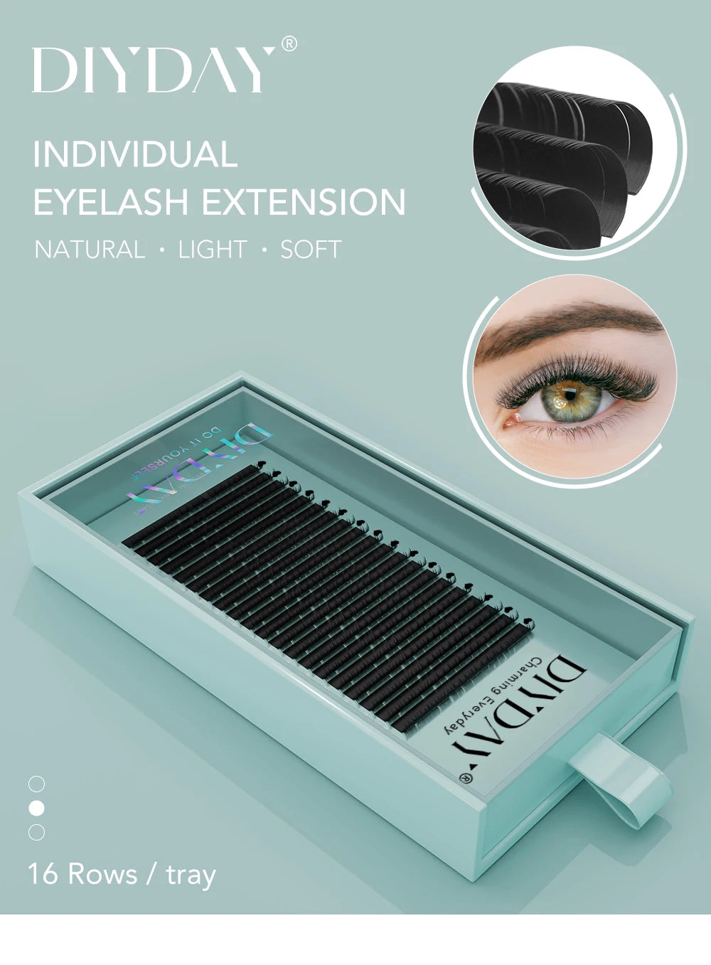 DIYDAY 16Rows Mink Lashes Individual Natural False Eyelashes B C CC D DD Curl Eyelash Extension Supplies for Makeup
