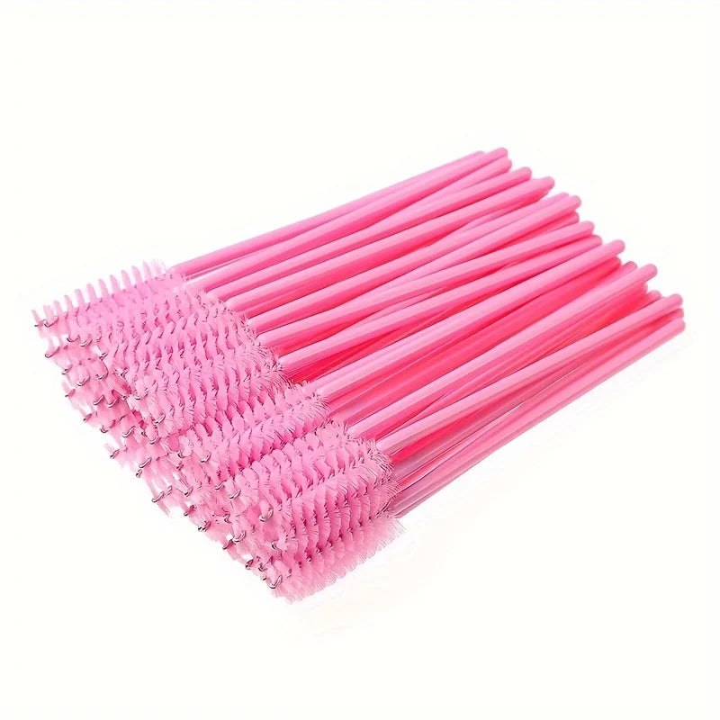 50pcs disposable eyelash brush, grafting eyelash, portable eyelash curler, eyelash comb, colored brush, eyelash full makeup brus