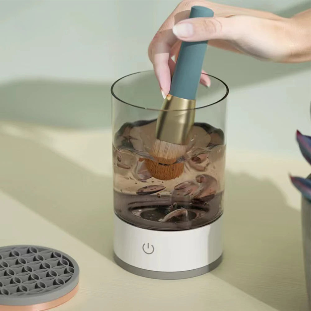 Makeup Brush Cleaner Machine USB Powered Electric Make-Up Brush Cleaner Dryer Dust-Proof for All Size Beauty Makeup Brushes Set