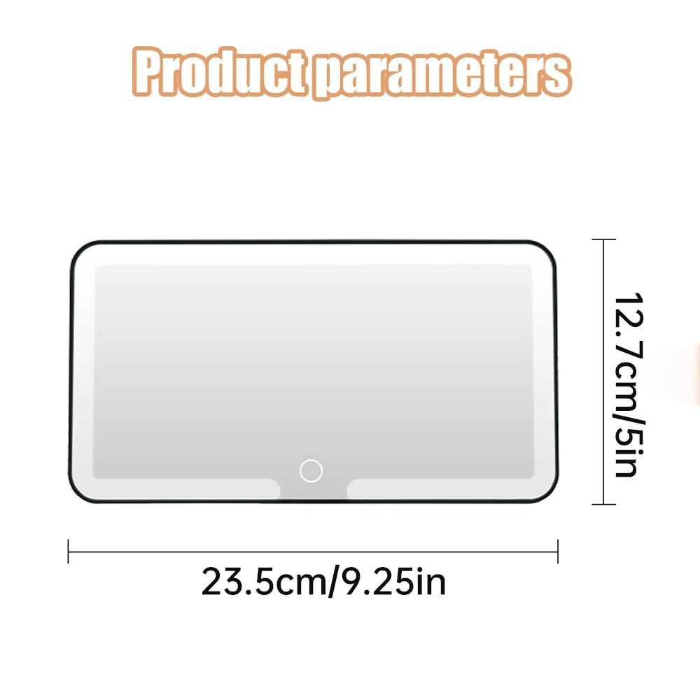 Car Interior Mirrors Sun Visor Plate LED HD Makeup Mirror for Girls Women Rechargeable Fill Light Universal Thin Vanity Mirror