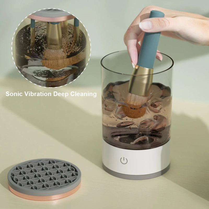 Makeup Brush Cleaner Machine USB Powered Electric Make-Up Brush Cleaner Dryer Dust-Proof for All Size Beauty Makeup Brushes Set