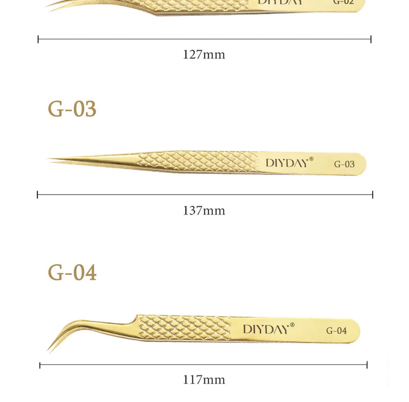 DIYDAY Anti-slip Eyelash Extension Tweezers Stainless Steel Fiber Tip Lashe Tweezer Precision Makeup Tool for Professional Use