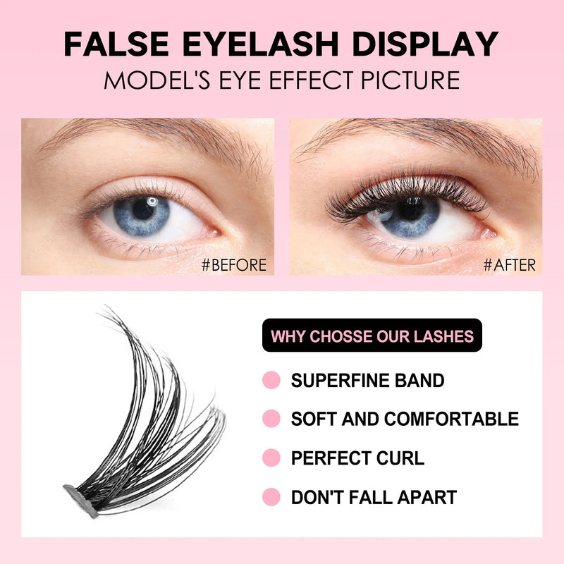 DIY Lashes Extension Kit Eyelashes 200 PCS Clusters Lash Bond and Seal Makeup Tools for Gluing  Lashes Gluing Glue  Accessories