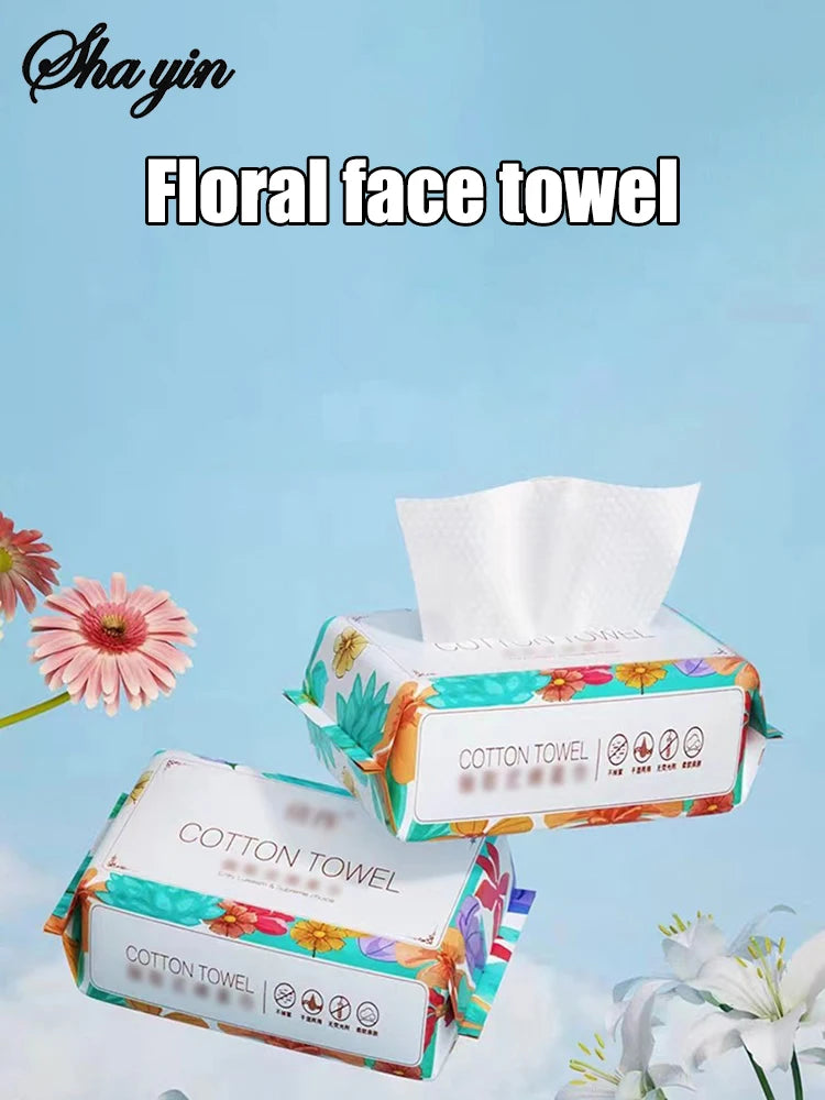 Flower face towel, pure cotton disposable face towel, thickened makeup remover pad, soft cleansing pad, face towel Facial makeup